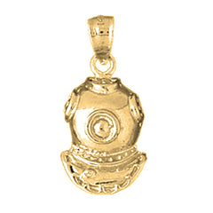 Yellow Gold-plated Silver Diving Helmet Pendant