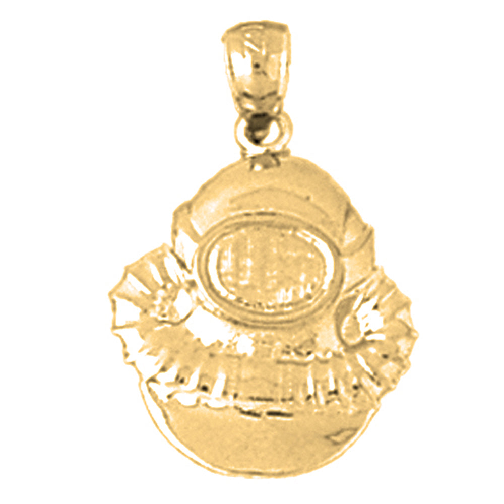 Yellow Gold-plated Silver Diving Helmet Pendant