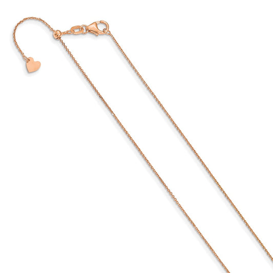 14K Rose Gold Adjustable 1mm Diamond-cut Cable Chain