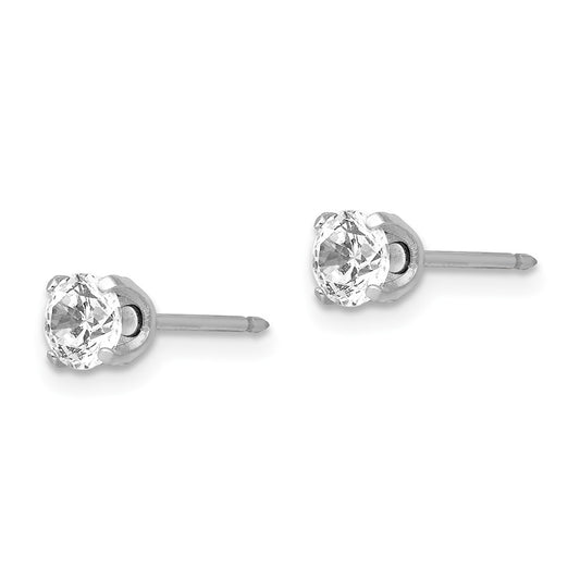 Inverness 14K White Gold 4.25mm CZ Post Earrings