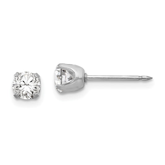 Inverness 14K White Gold 4.25mm CZ Post Earrings