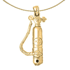 Sterling Silver 3D Scuba Tank Pendant (Rhodium or Yellow Gold-plated)