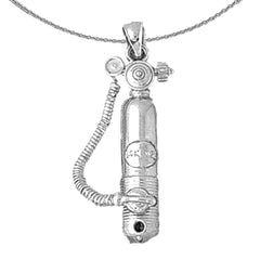 Sterling Silver 3D Scuba Tank Pendant (Rhodium or Yellow Gold-plated)