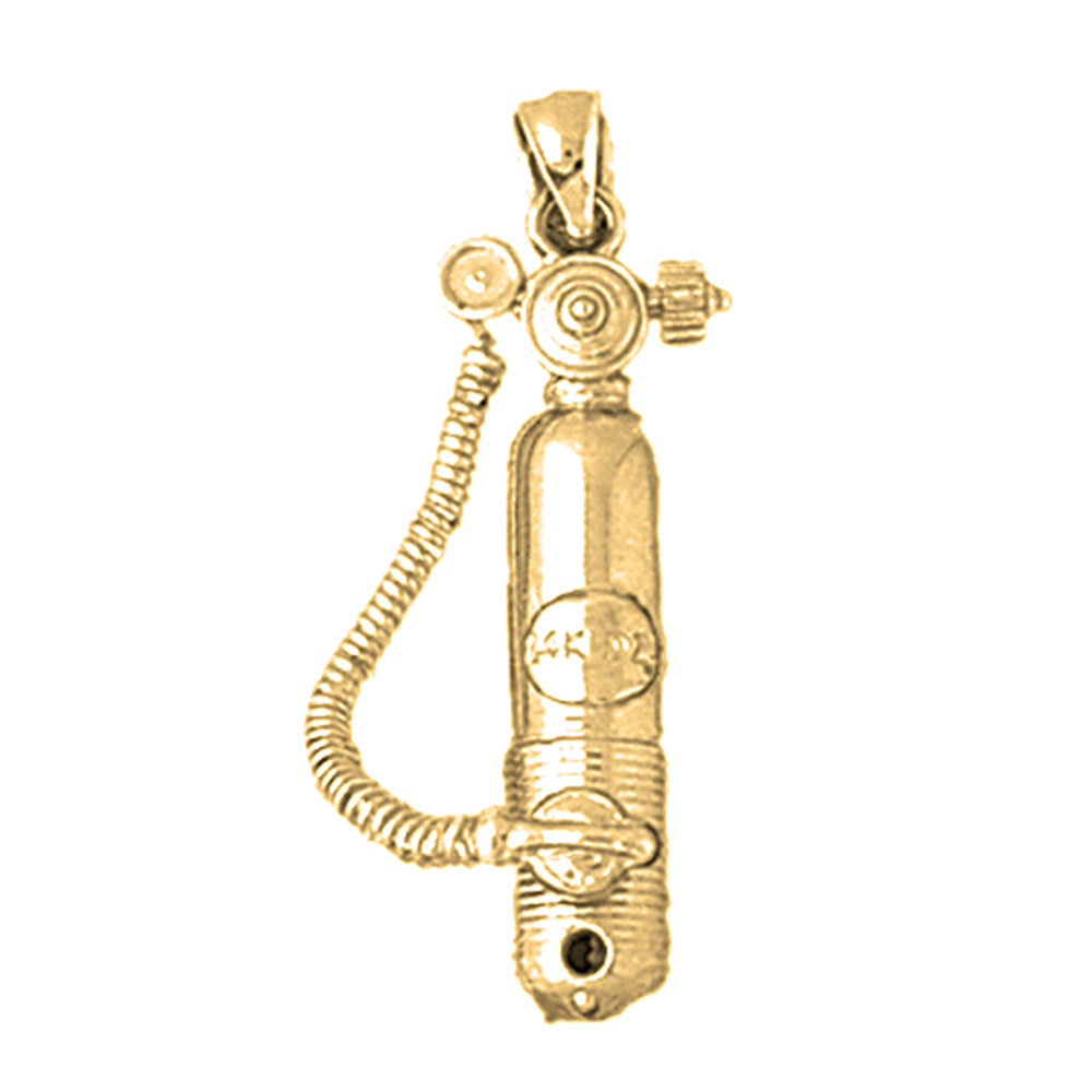 Yellow Gold-plated Silver 3D Scuba Tank Pendant