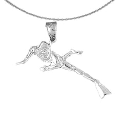 Sterling Silver Scuba Diver Pendant (Rhodium or Yellow Gold-plated)