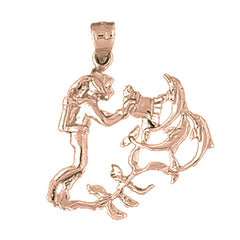 10K, 14K or 18K Gold Scuba Diver With Coral Pendant