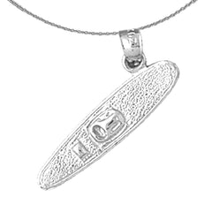Sterling Silver Kayak Pendant (Rhodium or Yellow Gold-plated)