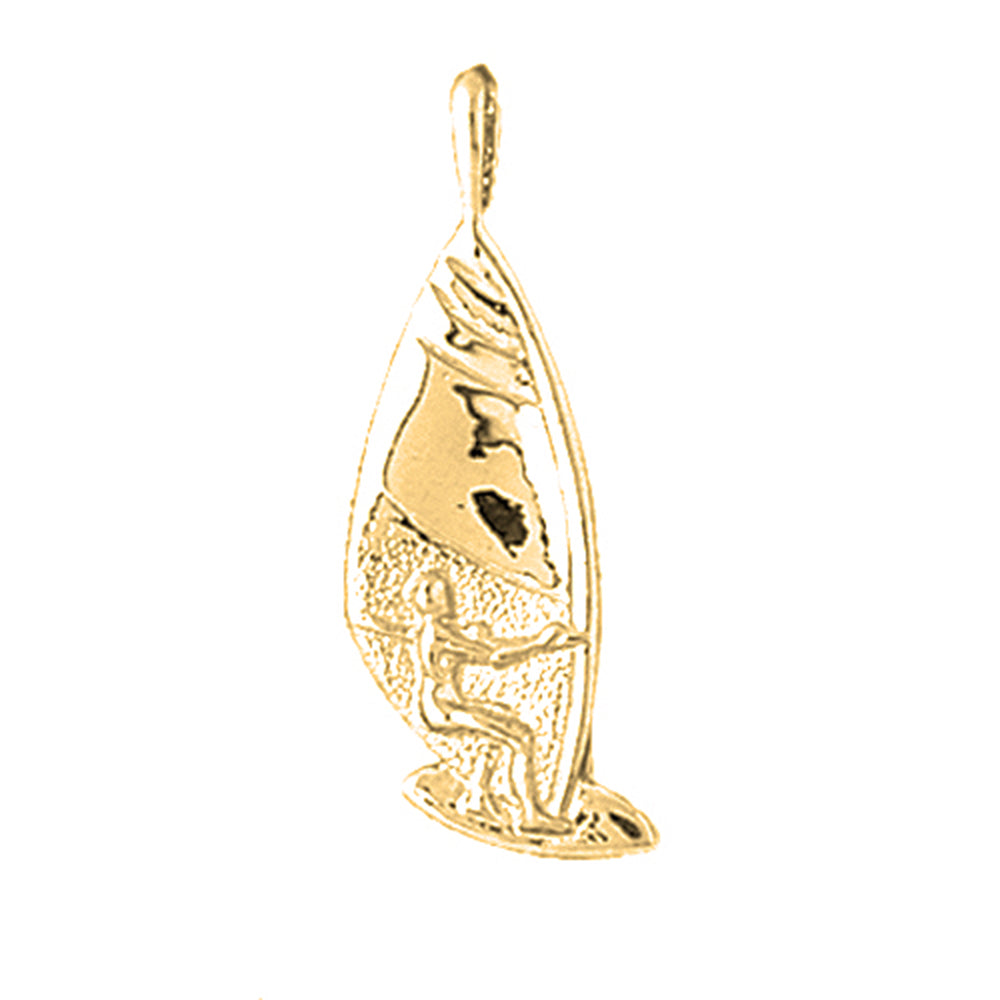 Yellow Gold-plated Silver Wind Surfing Pendant