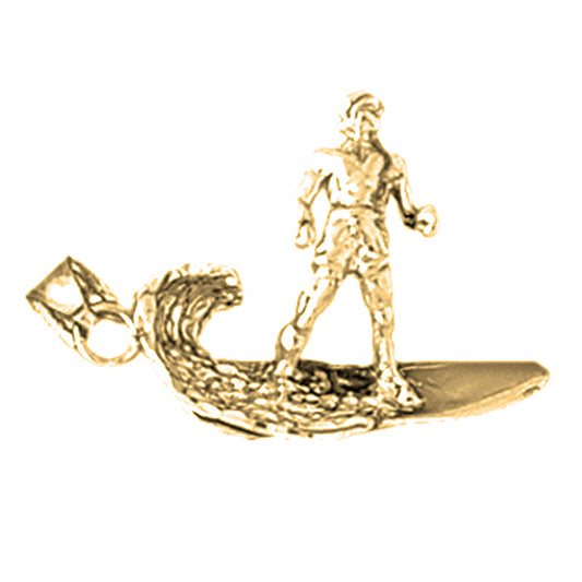 Yellow Gold-plated Silver 3D Surfer Pendant