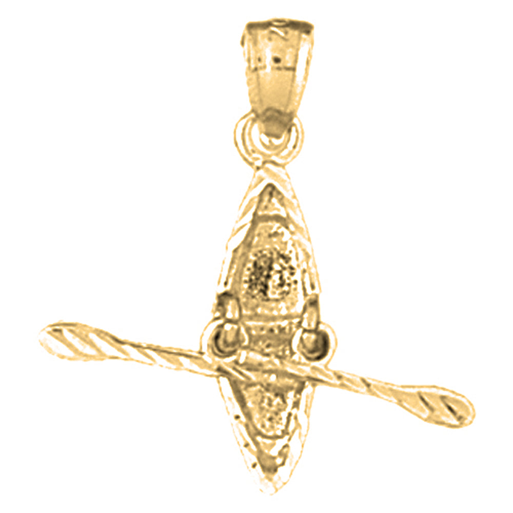 Yellow Gold-plated Silver 3D Kayak Pendant