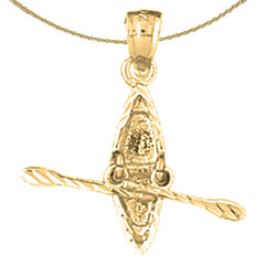 Sterling Silver 3D Kayak Pendant (Rhodium or Yellow Gold-plated)