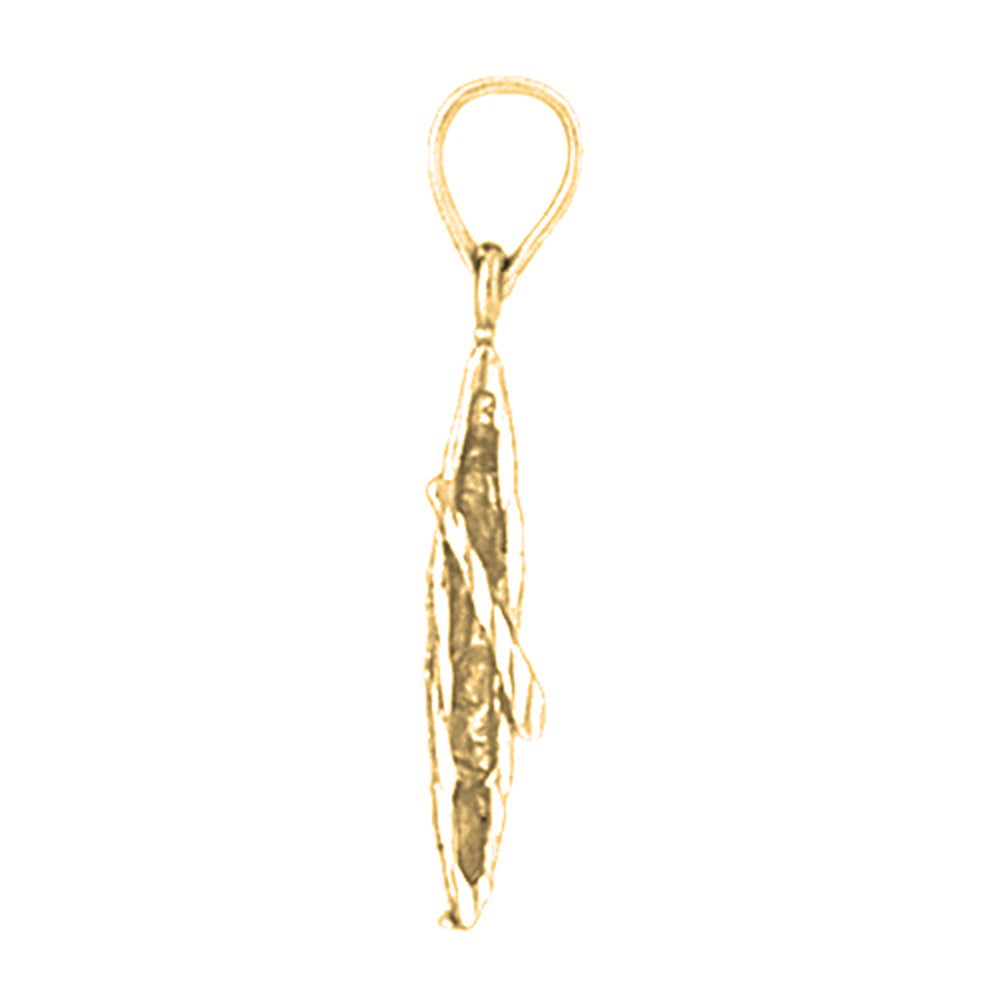 Yellow Gold-plated Silver 3D Canoe Pendant