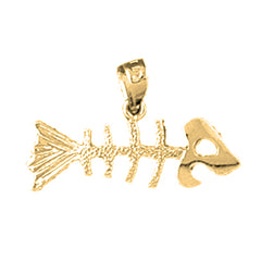 Yellow Gold-plated Silver Fish Bones Pendant