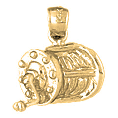 Yellow Gold-plated Silver Fishing Reel Pendant