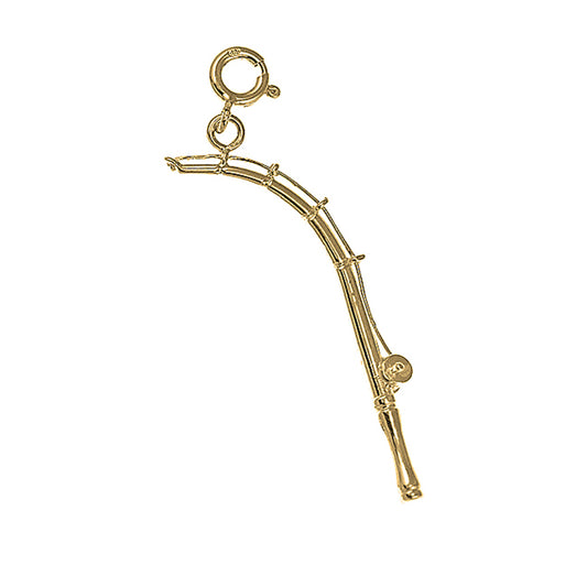 Yellow Gold-plated Silver 3D Fishing Pole Pendant