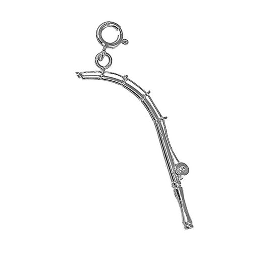 Sterling Silver 3D Fishing Pole Pendant