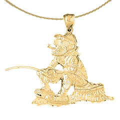 Sterling Silver Fisherman Pendant (Rhodium or Yellow Gold-plated)