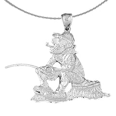 Sterling Silver Fisherman Pendant (Rhodium or Yellow Gold-plated)