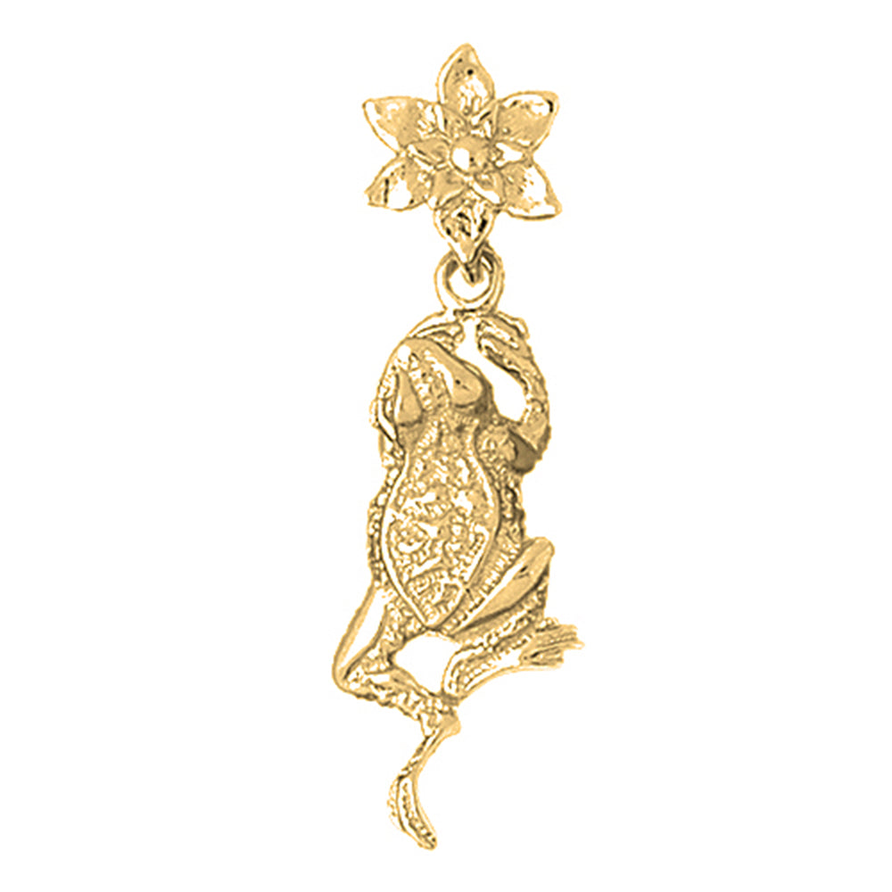 Yellow Gold-plated Silver Frog With Lilly Pendant