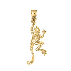 Yellow Gold-plated Silver 3D Frog Pendant