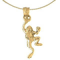 Sterling Silver Frog Pendant (Rhodium or Yellow Gold-plated)