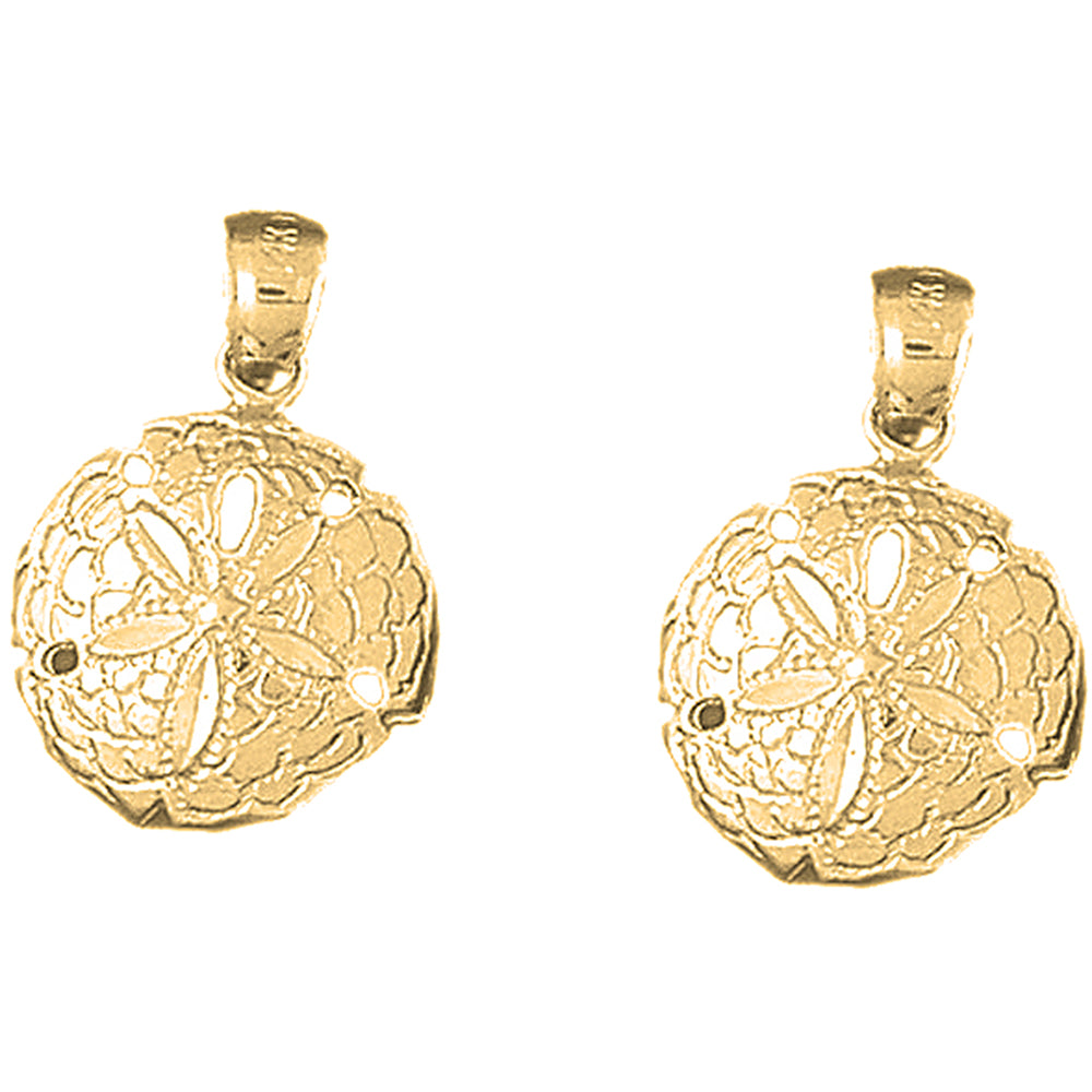 Yellow Gold-plated Silver 22mm Sand Dollar Earrings
