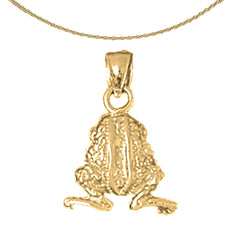 Sterling Silver 3D Frog Pendant (Rhodium or Yellow Gold-plated)