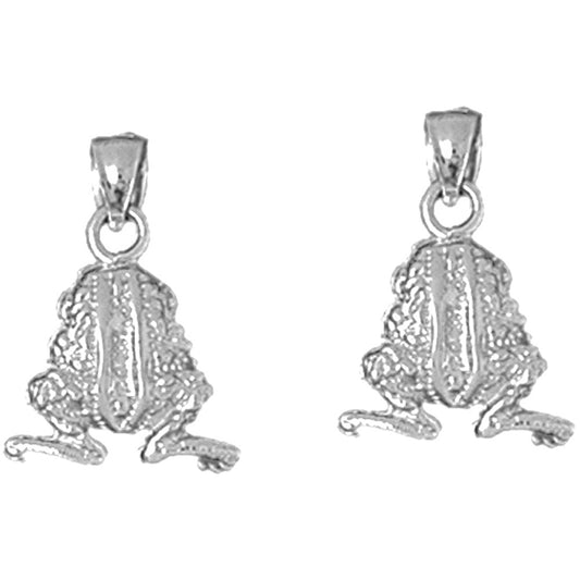 Sterling Silver 19mm 3D Frog Earrings