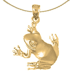 Colgante de rana de plata de ley (bañado en rodio o oro amarillo)