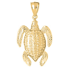Yellow Gold-plated Silver Turtle Pendant