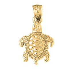 Yellow Gold-plated Silver 3D Turtle Pendant
