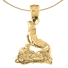 Sterling Silver 3D Seal Lion Pendant (Rhodium or Yellow Gold-plated)