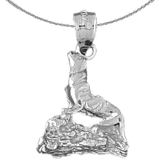 Sterling Silver 3D Seal Lion Pendant (Rhodium or Yellow Gold-plated)