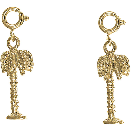 Yellow Gold-plated Silver 24mm Palm Tree Earrings