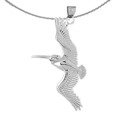 Sterling Silver Seagull Pendant (Rhodium or Yellow Gold-plated)
