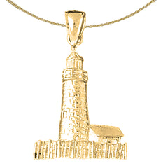 Sterling Silver Pemaquid Pt. Maine Pendant (Rhodium or Yellow Gold-plated)