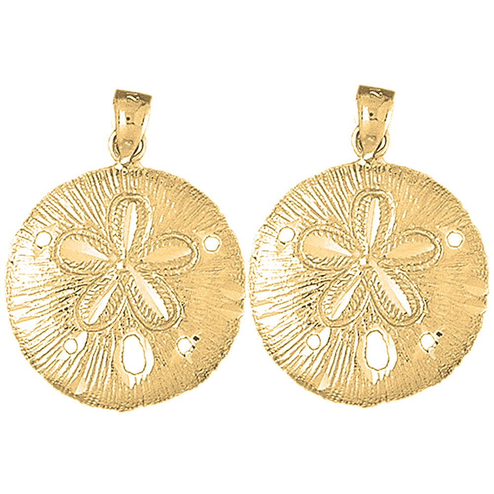 Yellow Gold-plated Silver 30mm Sand Dollar Earrings