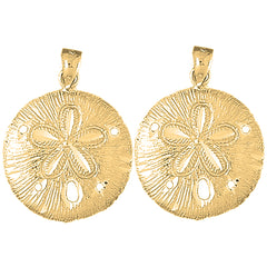 Yellow Gold-plated Silver 30mm Sand Dollar Earrings
