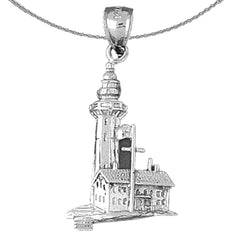 Sterling Silver Pemaquid Pt. Maine Pendant (Rhodium or Yellow Gold-plated)