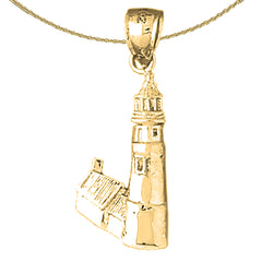 Sterling Silver Heceta Head Oregon Pendant (Rhodium or Yellow Gold-plated)