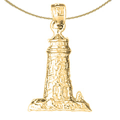 Sterling Silver Lighthouse Pendant (Rhodium or Yellow Gold-plated)