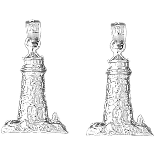 Sterling Silver 24mm Lighthouse Earrings