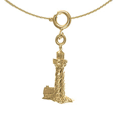 Sterling Silver Lighthouse Pendant (Rhodium or Yellow Gold-plated)