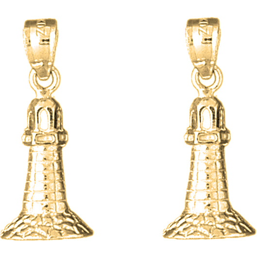 14K or 18K Gold 25mm Lighthouse Earrings