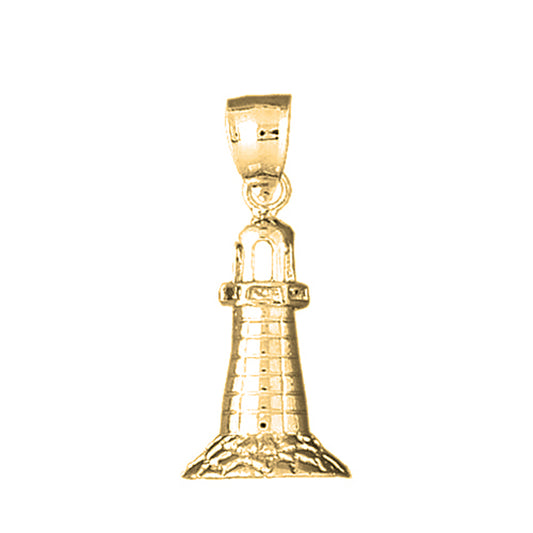 Yellow Gold-plated Silver Lighthouse Pendant