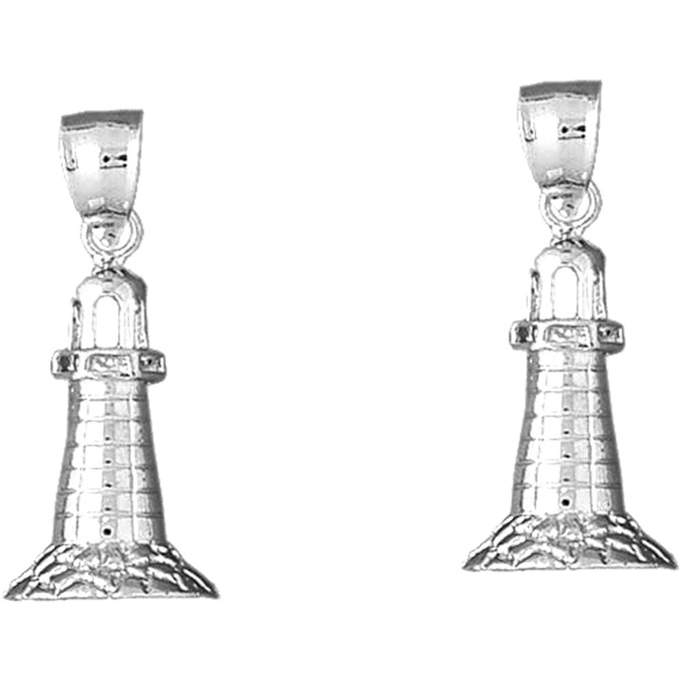 Sterling Silver 30mm Lighthouse Earrings