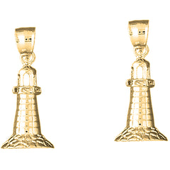 Yellow Gold-plated Silver 30mm Lighthouse Earrings
