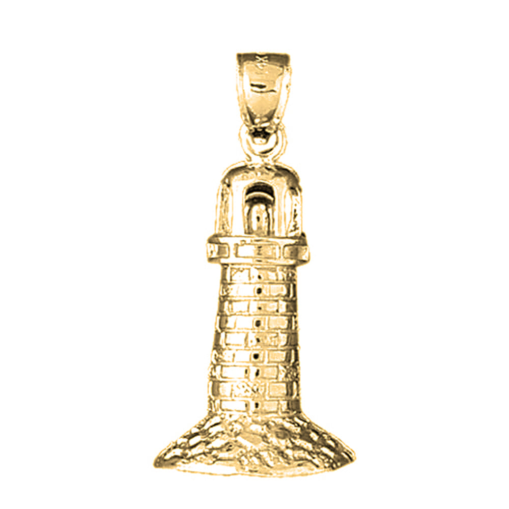 Yellow Gold-plated Silver Lighthouse Pendant