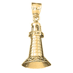 Yellow Gold-plated Silver 3D Lighthouse Pendant
