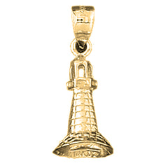 Yellow Gold-plated Silver 3D Lighthouse Pendant